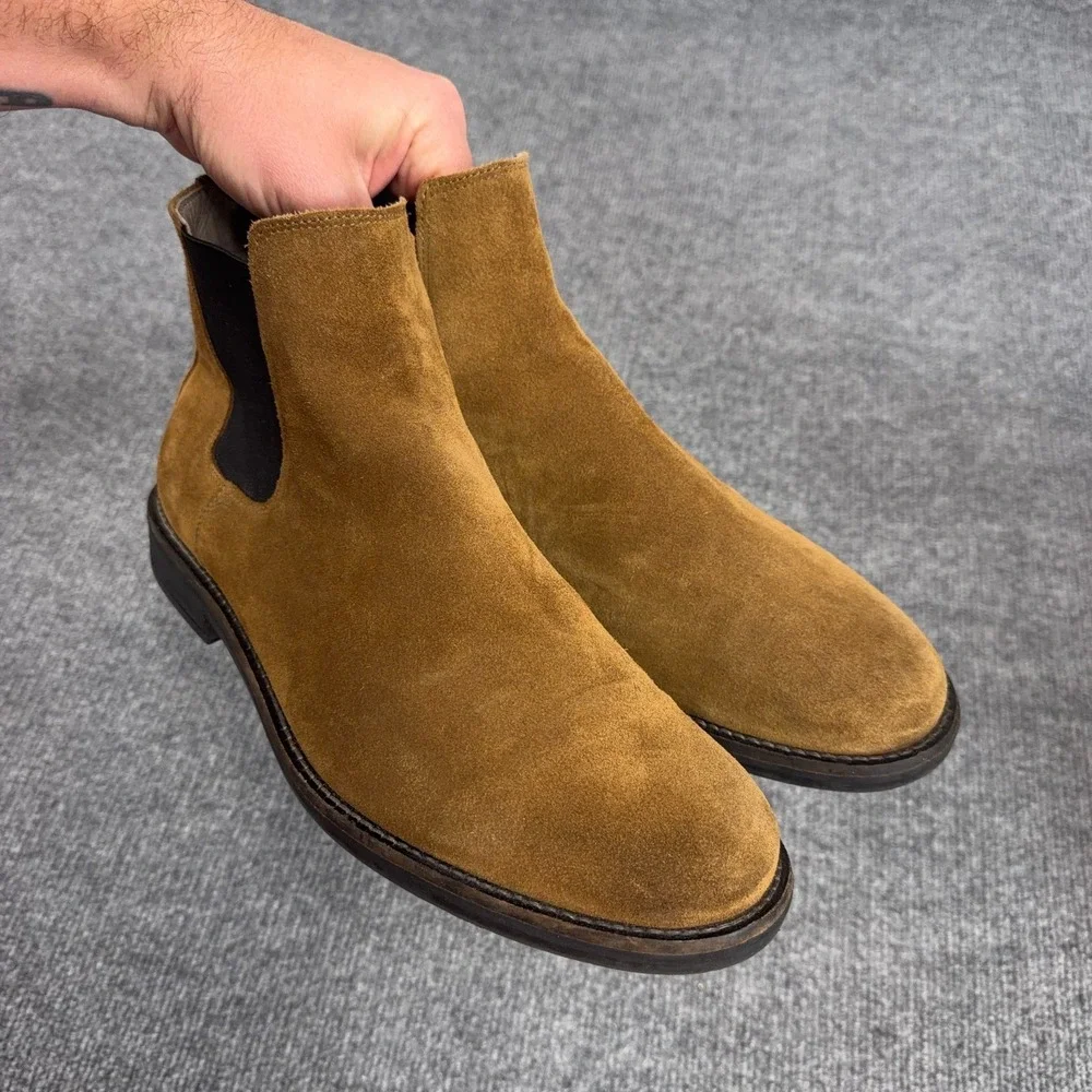 All Saints Harley Chelsea Slip On Suede Boots Men 13 (46 EU) Tan Brown Leather